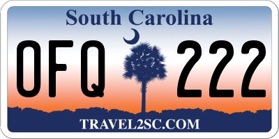 SC license plate OFQ222