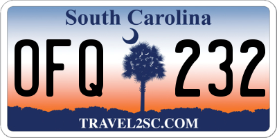 SC license plate OFQ232