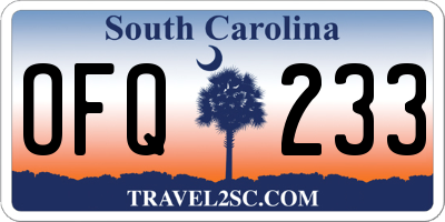 SC license plate OFQ233