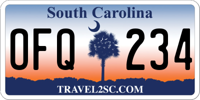 SC license plate OFQ234