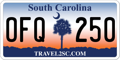 SC license plate OFQ250