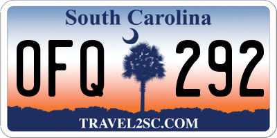 SC license plate OFQ292