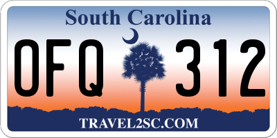 SC license plate OFQ312