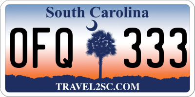 SC license plate OFQ333