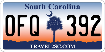 SC license plate OFQ392