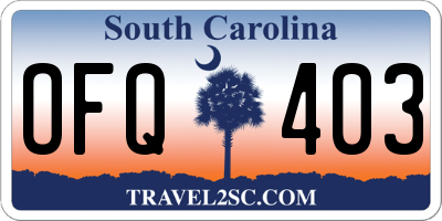 SC license plate OFQ403