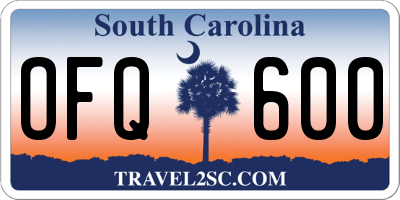 SC license plate OFQ600