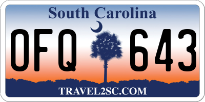 SC license plate OFQ643
