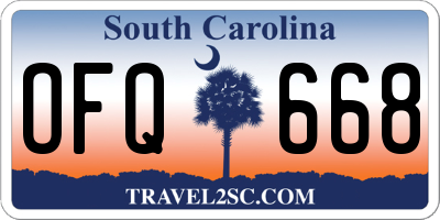SC license plate OFQ668