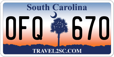 SC license plate OFQ670