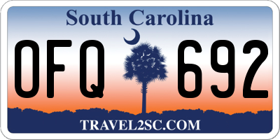 SC license plate OFQ692