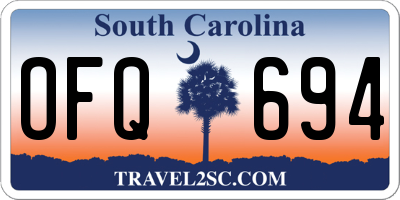 SC license plate OFQ694