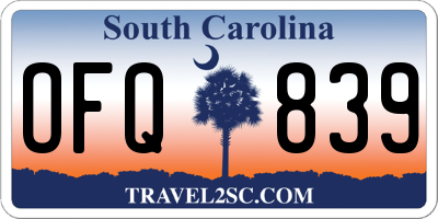 SC license plate OFQ839