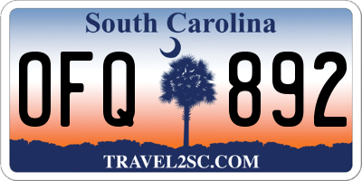 SC license plate OFQ892