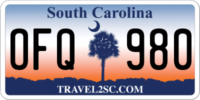 SC license plate OFQ980