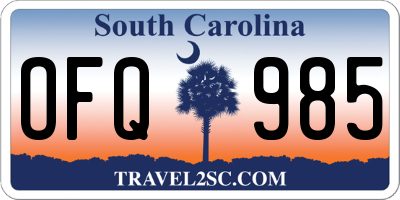 SC license plate OFQ985