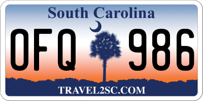 SC license plate OFQ986