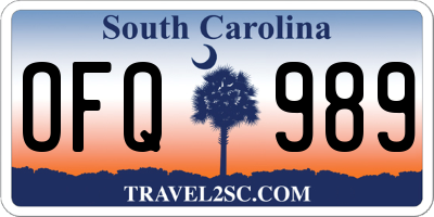 SC license plate OFQ989