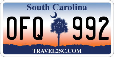 SC license plate OFQ992