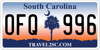 SC license plate OFQ996
