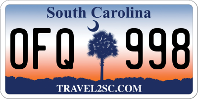 SC license plate OFQ998