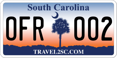 SC license plate OFR002