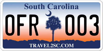 SC license plate OFR003