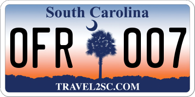 SC license plate OFR007
