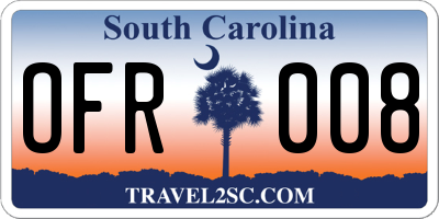 SC license plate OFR008