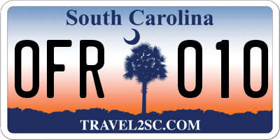 SC license plate OFR010