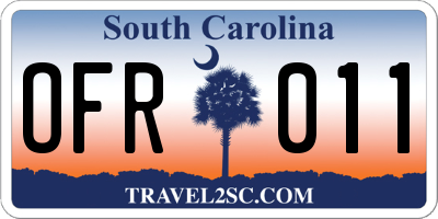 SC license plate OFR011