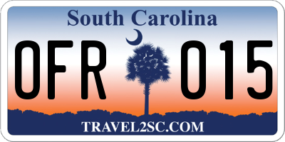 SC license plate OFR015