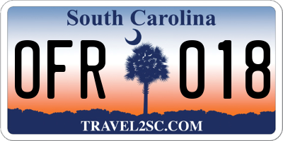SC license plate OFR018