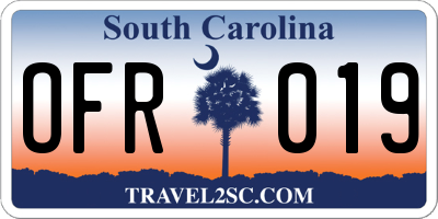 SC license plate OFR019