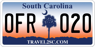 SC license plate OFR020