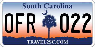 SC license plate OFR022