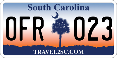 SC license plate OFR023