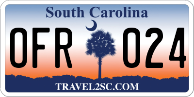 SC license plate OFR024