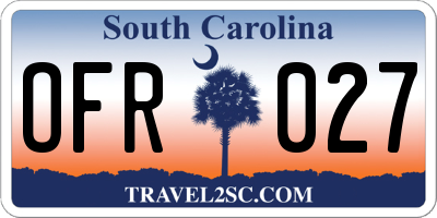 SC license plate OFR027