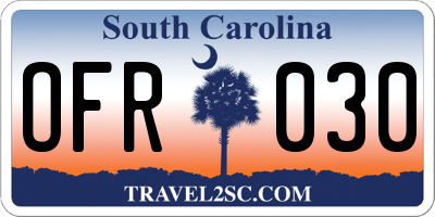 SC license plate OFR030