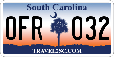 SC license plate OFR032