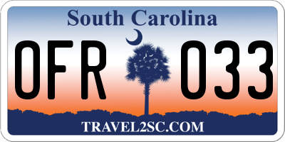 SC license plate OFR033