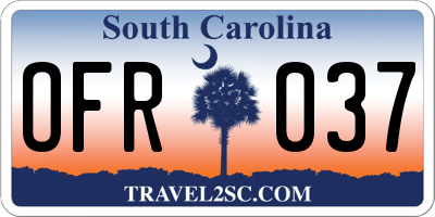 SC license plate OFR037