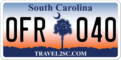 SC license plate OFR040