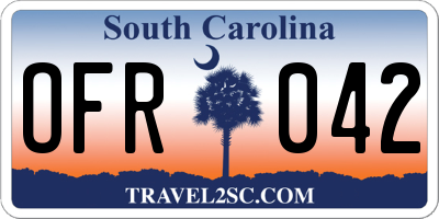 SC license plate OFR042