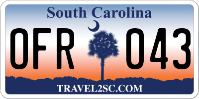 SC license plate OFR043