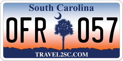 SC license plate OFR057