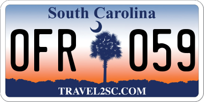 SC license plate OFR059