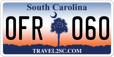SC license plate OFR060
