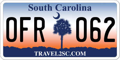 SC license plate OFR062